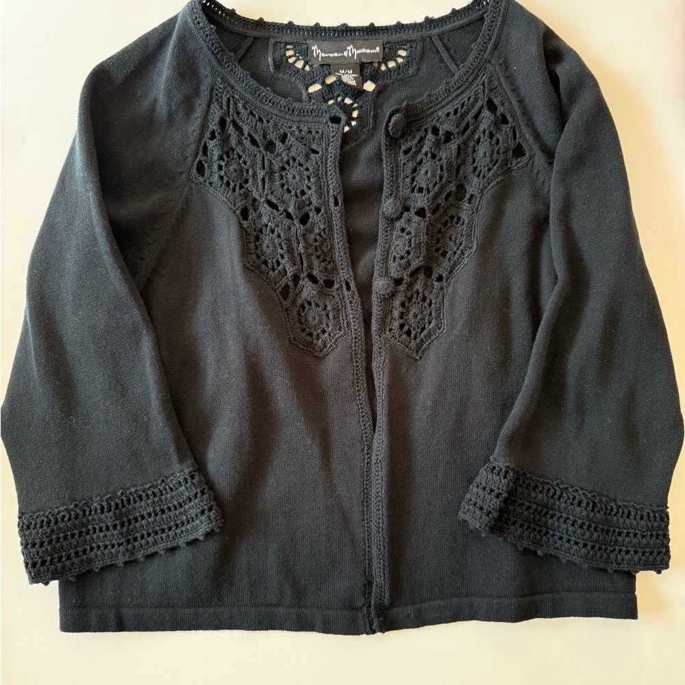Mercer & Madison Charcoal Crochet Cardigan